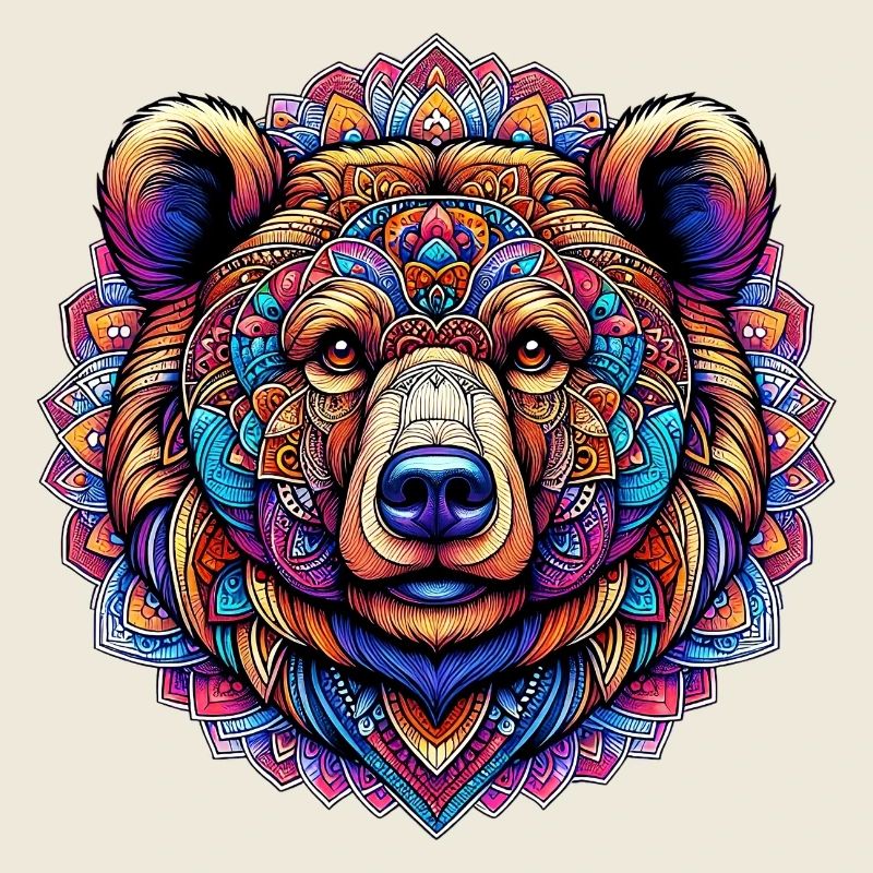 Bear decorated with Mandalas