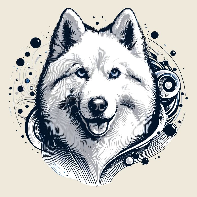 Cadeau Husky à poil long blanc