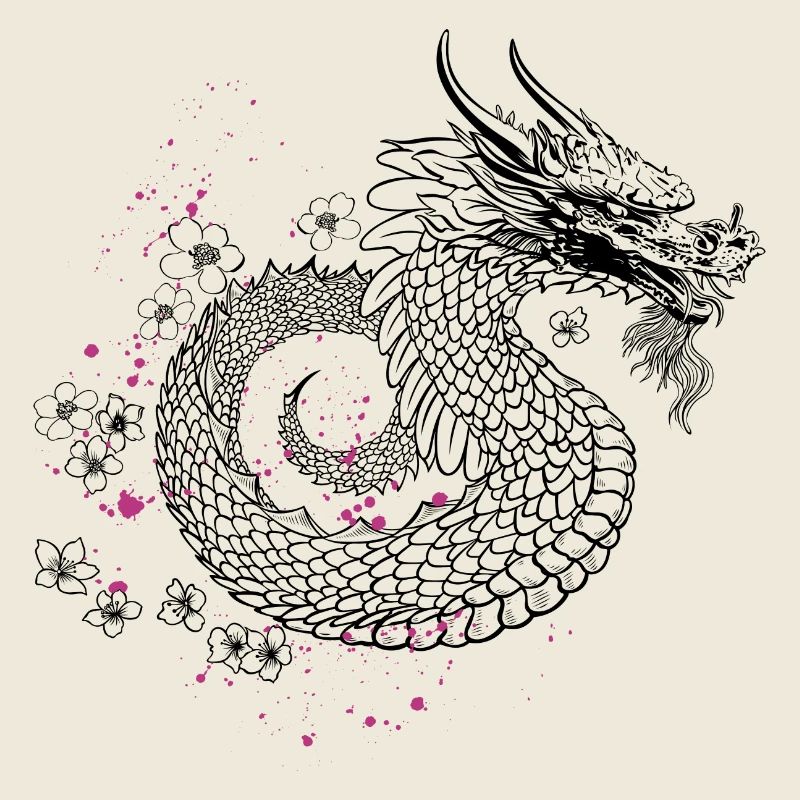 Dragon aux fleurs de cerisier style Sakura
