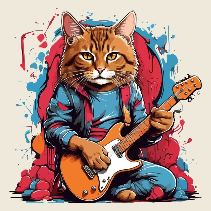 Katze mit Gitarre