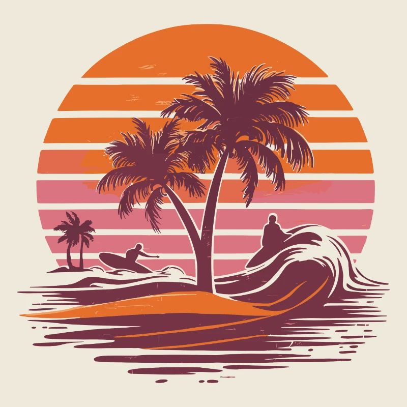 Ambiance de plage Retro Surfer Vacances à Palm Beach