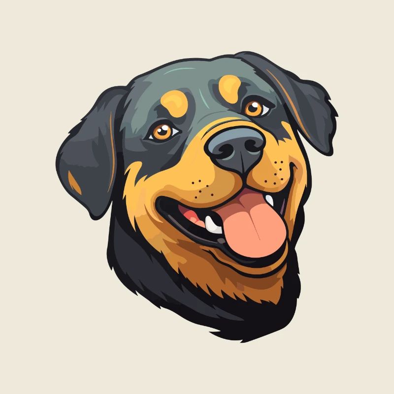 Rottweiler Hund Rasse Aquarell Karikatur Kawaii Cli
