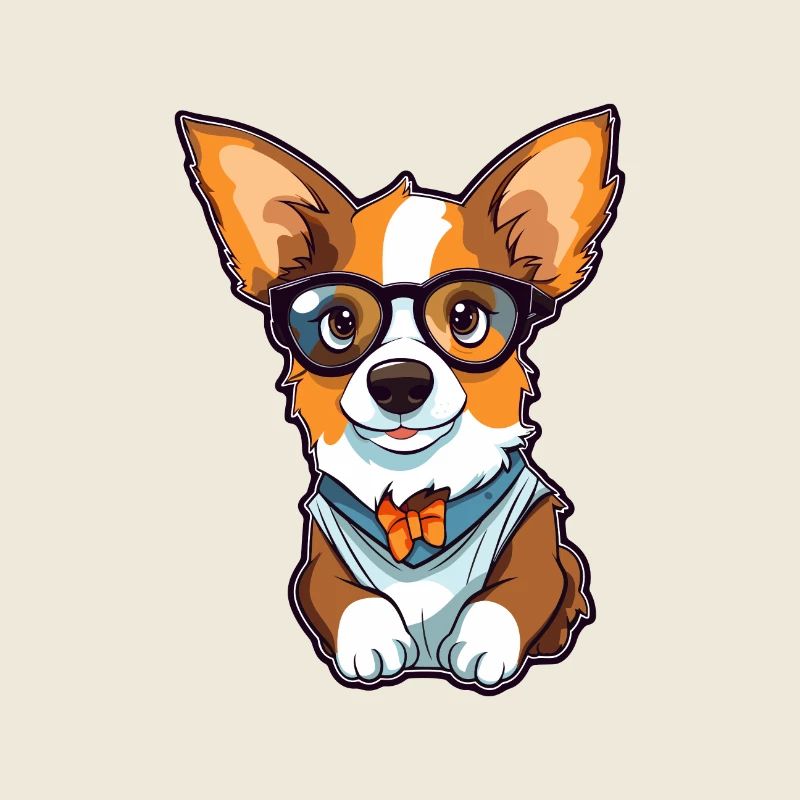 Strickjacke Welsh Corgi Hunderasse Aquarell Karikatur