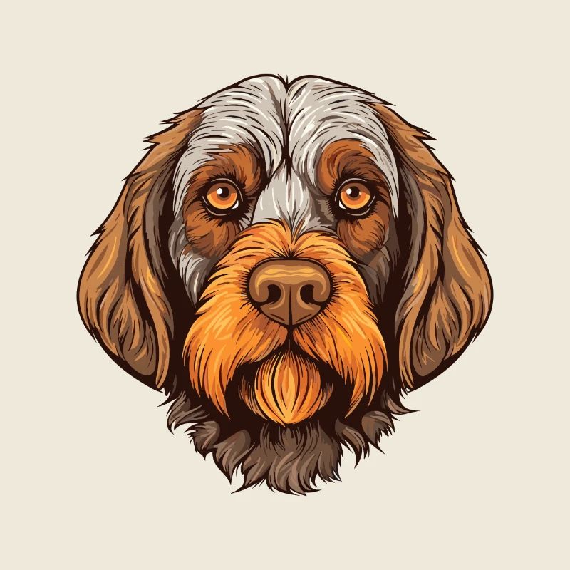 Pointage à poil dur Griffon chien race aquarelle C