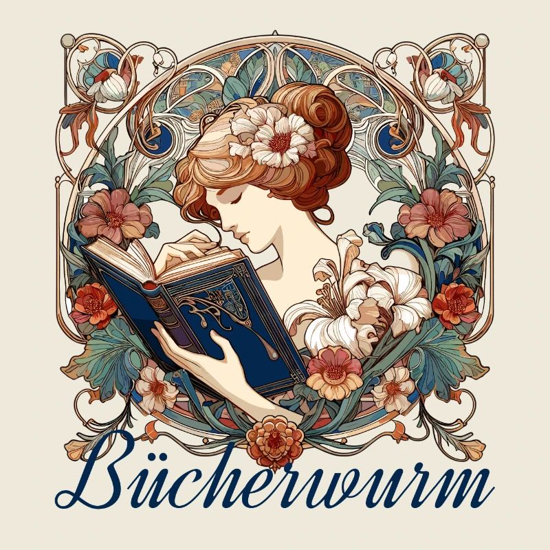 Bücherwurm Frau Lesen Schmökern Geschenk