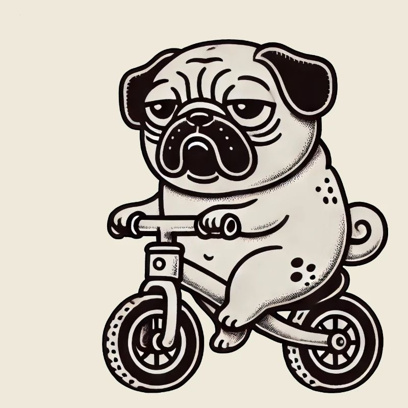 Funny Pug Treadmill Bike Bizarre Bored