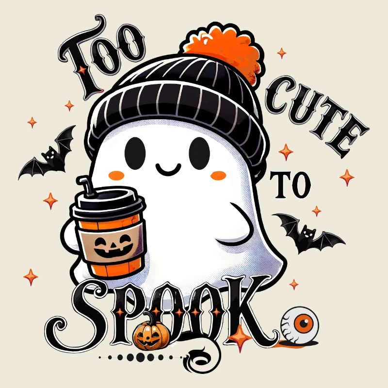 cooler Geist mit Pudelmütze & Pumpkin Spice Latte