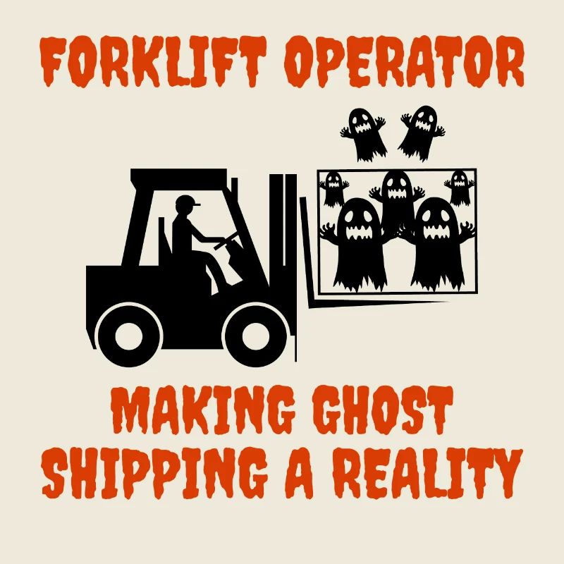 Halloween Ghosts Forklift Operator Heavy Equipment