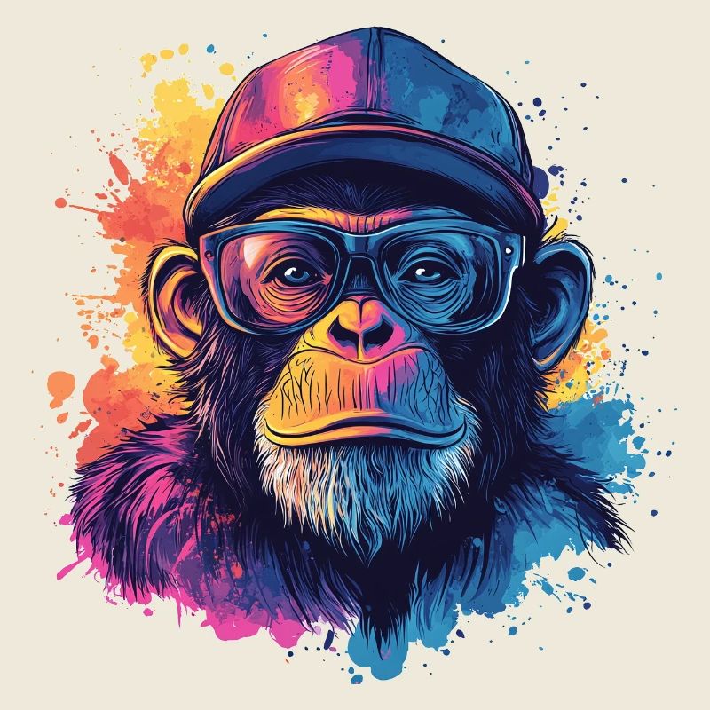 Wasserfarben Hipster Affe