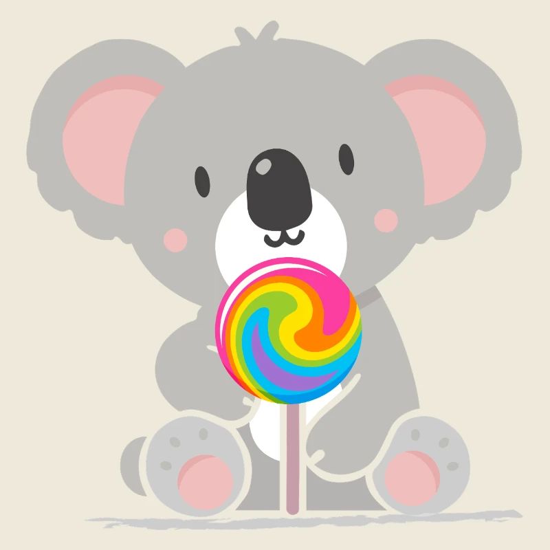Niedlicher Koala mit einem bunten Lolli