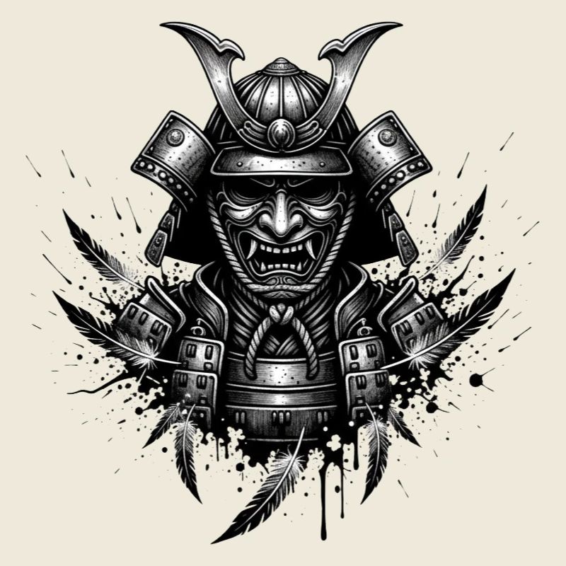 Dämonischer Samurai Helm Print