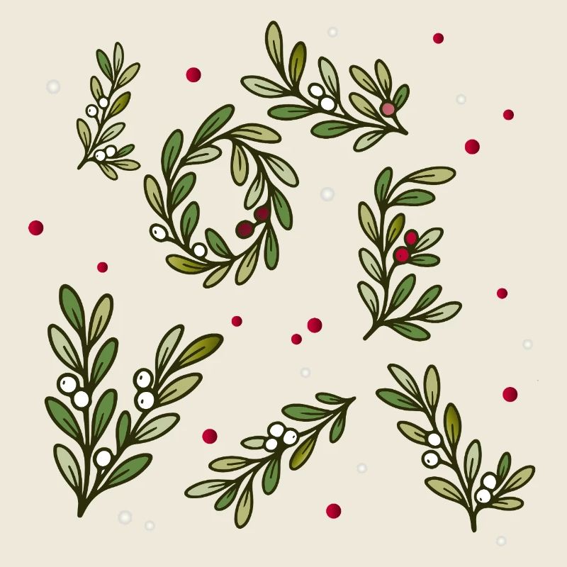Christmas branch pattern with berries