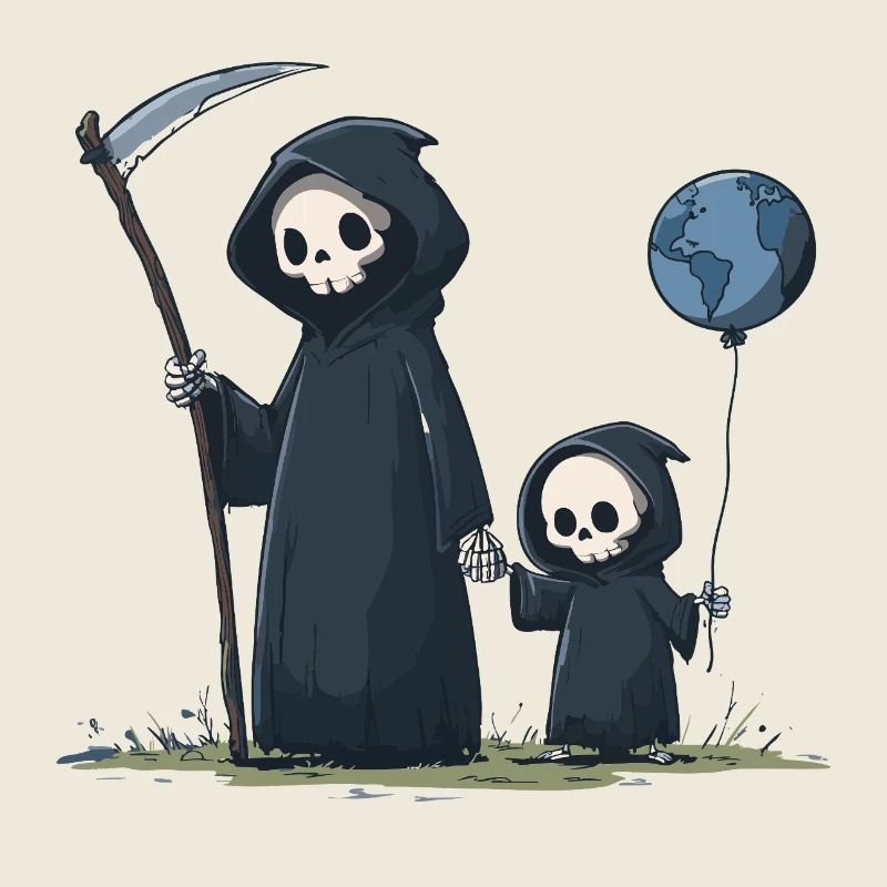 Süßer Grim Reaper mit Kind