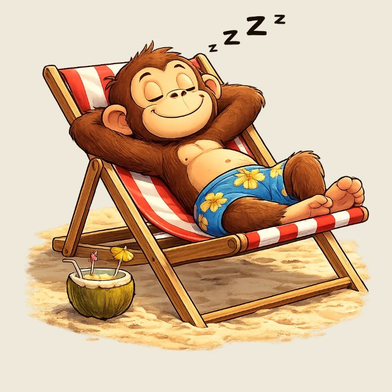 Tropischer Schlummeraffe am Strand