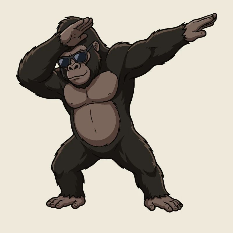Dabbing Gorilla – Motif de dessin animé drôle d’animal