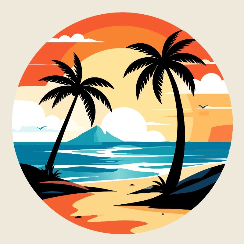 Tropischer Abend am Strand Kreisdesign