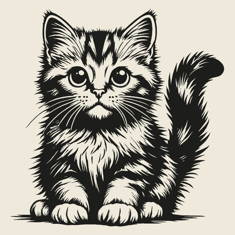 Chat noir en dessin au crayon