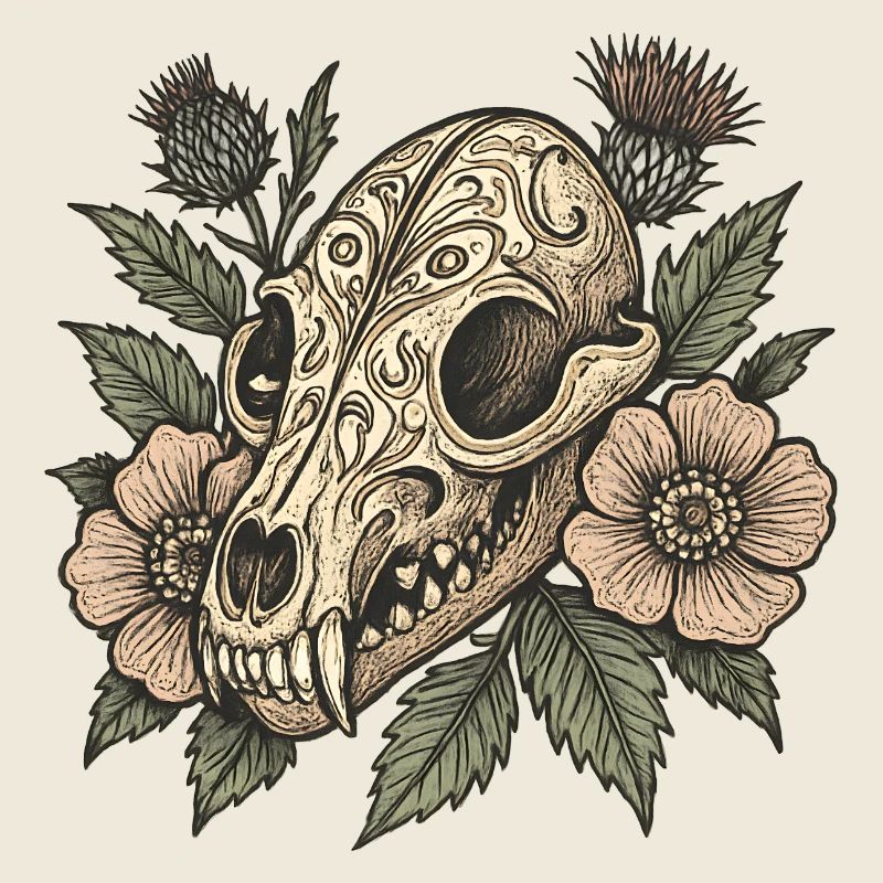 Crâne vintage avec des fleurs