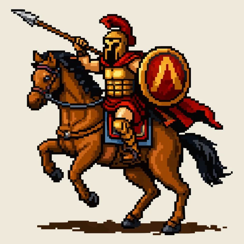 Pixelritter auf Pferd