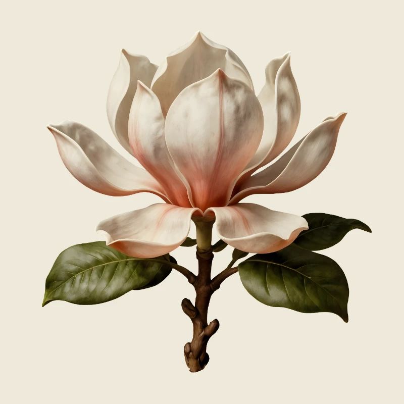 Magnolia Elegant Botanical Illustration