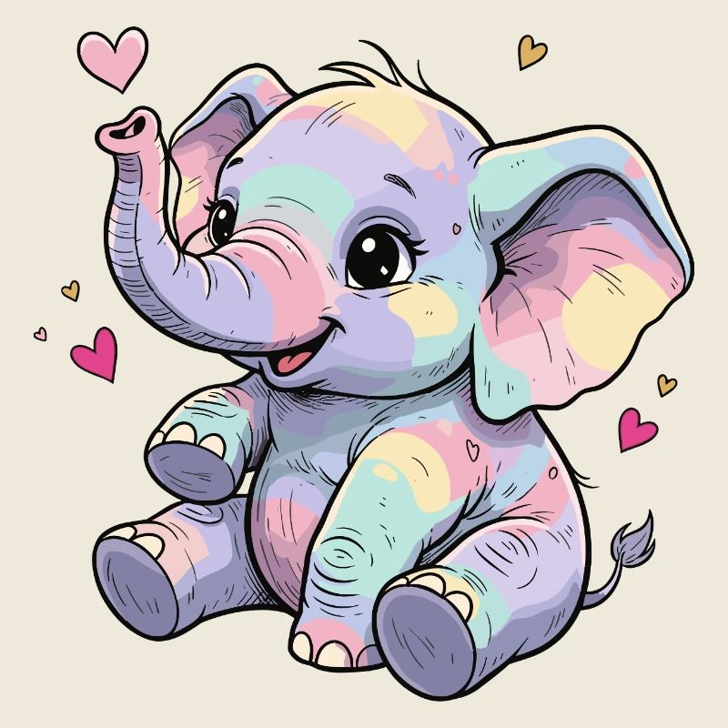 Pastel Elephant Cuddly Heart