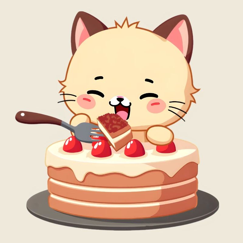 Cat eats cake