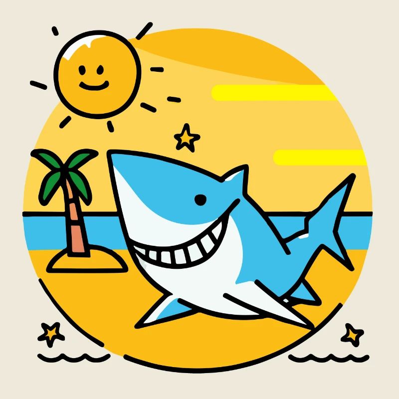 Requin sur la plage se baigne au soleil