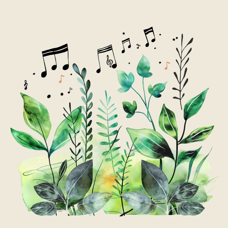 Plantes et musique - Impression de mode de haute qualité