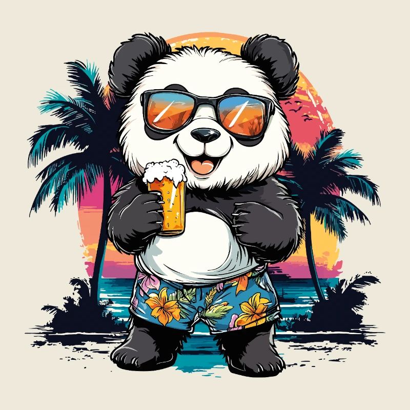 Panda Beer Bear Alcohol Party Summer Funny