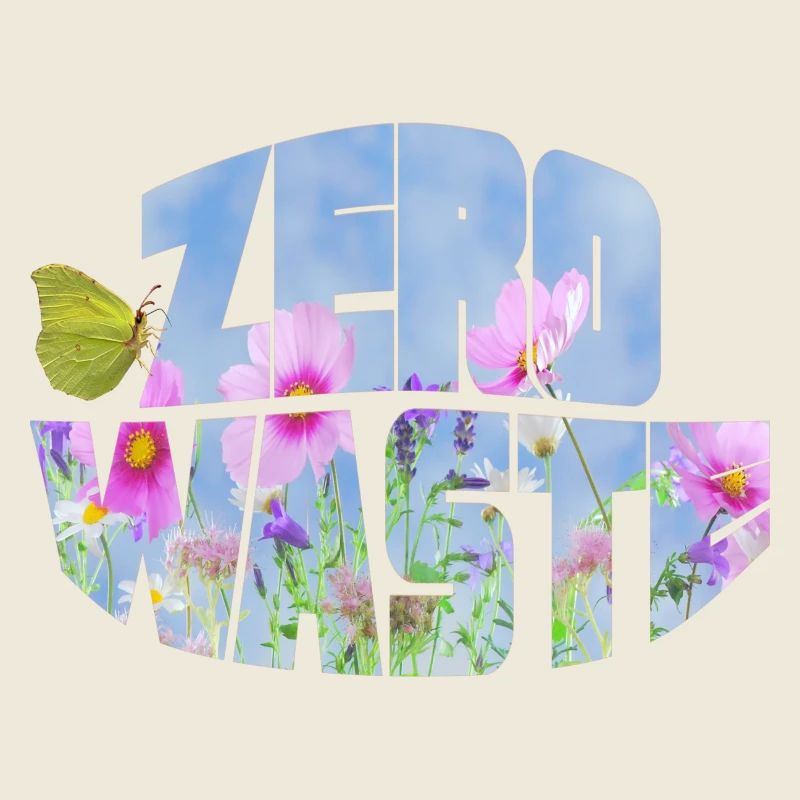 Prairie fleurie zéro déchet avec papillon