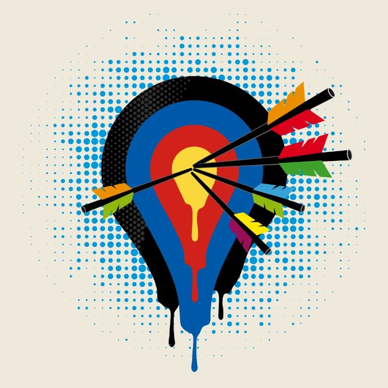 une cible et cinq flèches