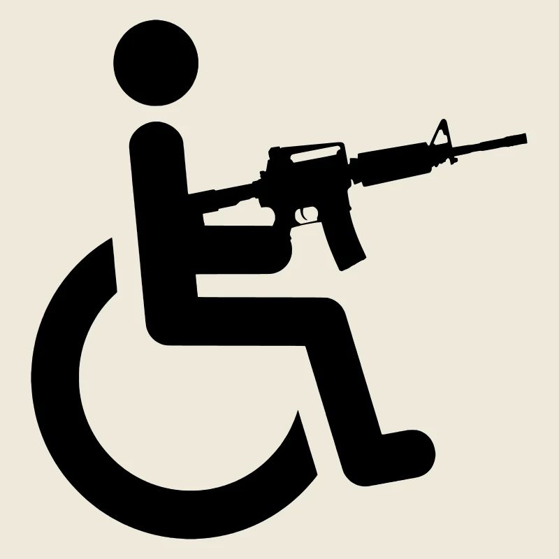 Rollstuhlfahrer mit Waffe #
