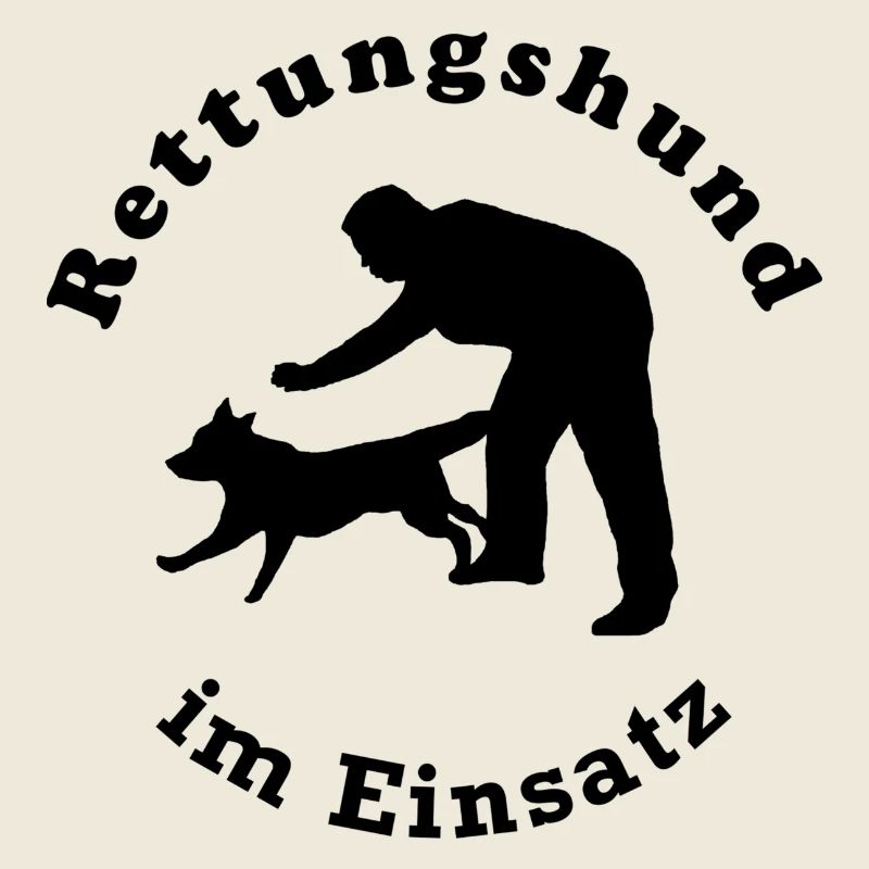 Rettungshund im Einsatz Rund schwarz Transparent
