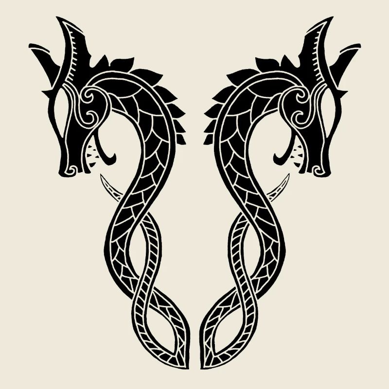 Two headed black dragon