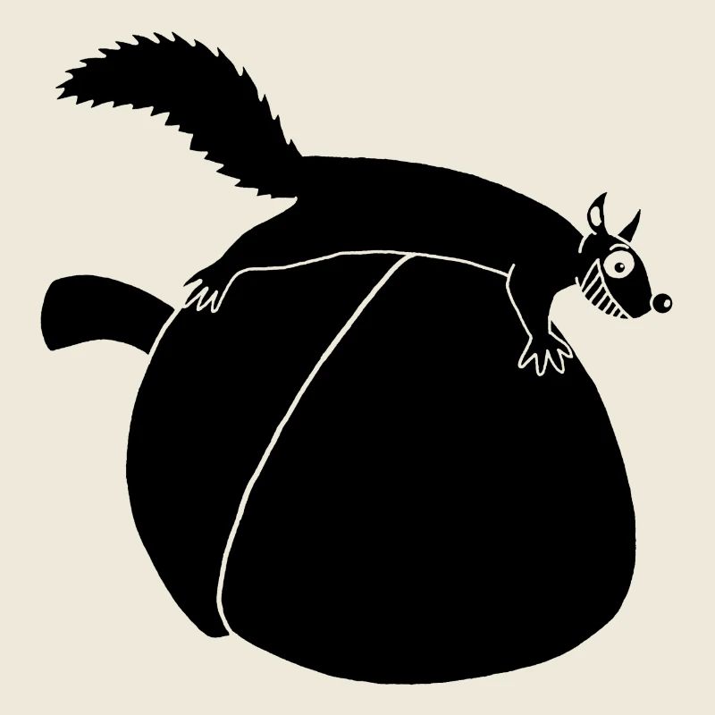 Das Eichhörnchen gegen die Eichel (schwarz)