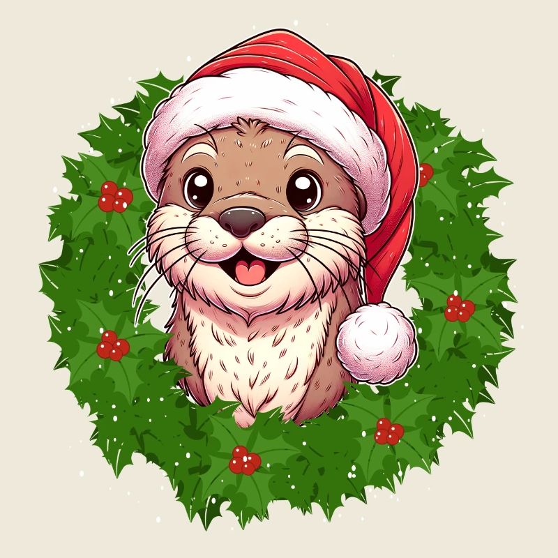 Conception de Noël de loutre mignonne pour les vacances
