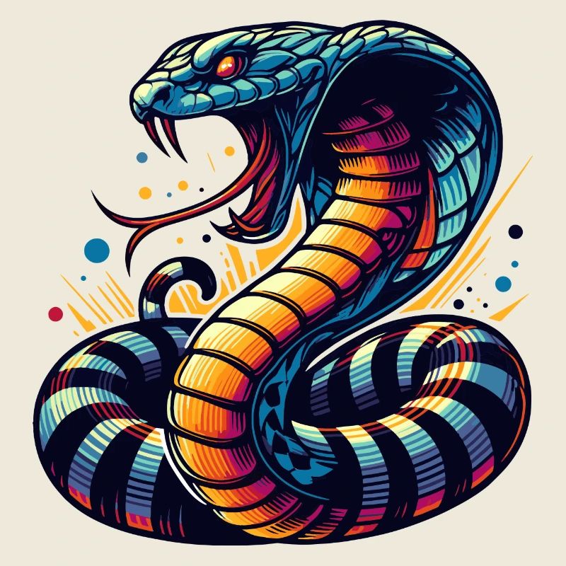 motif serpent Cobra dynamique et coloré