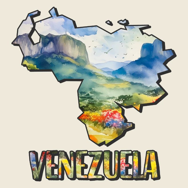 Carte à l’aquarelle Venezuela
