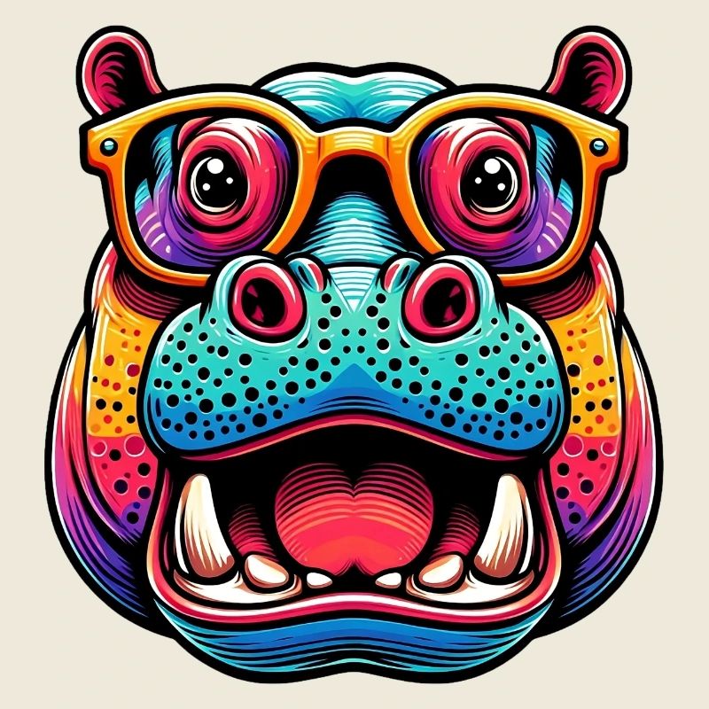 Nilpferd mit Brille