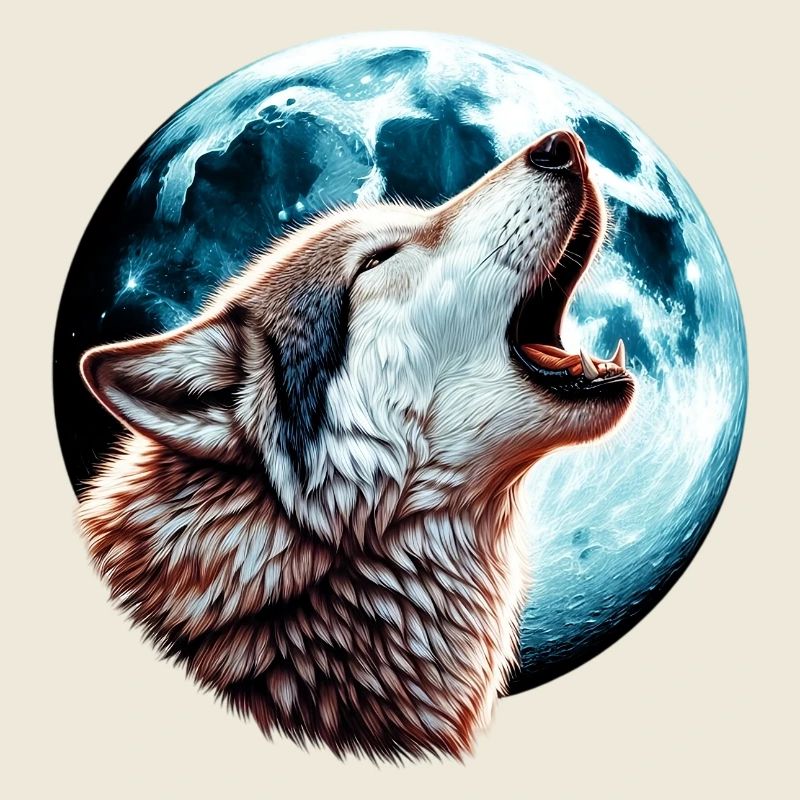 Wolf howls at the full moon