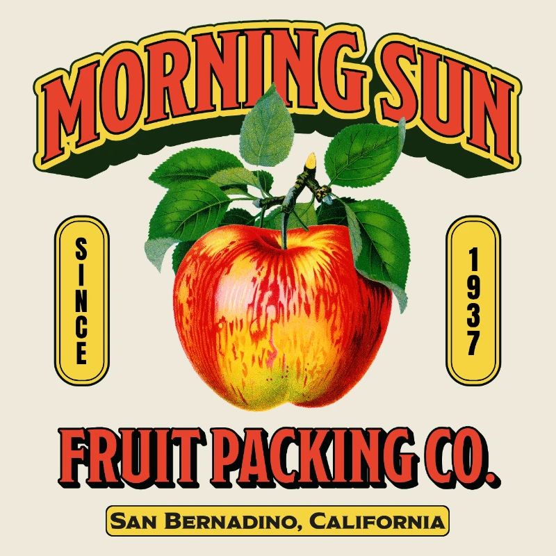Étiquette de fruit du soleil du matin