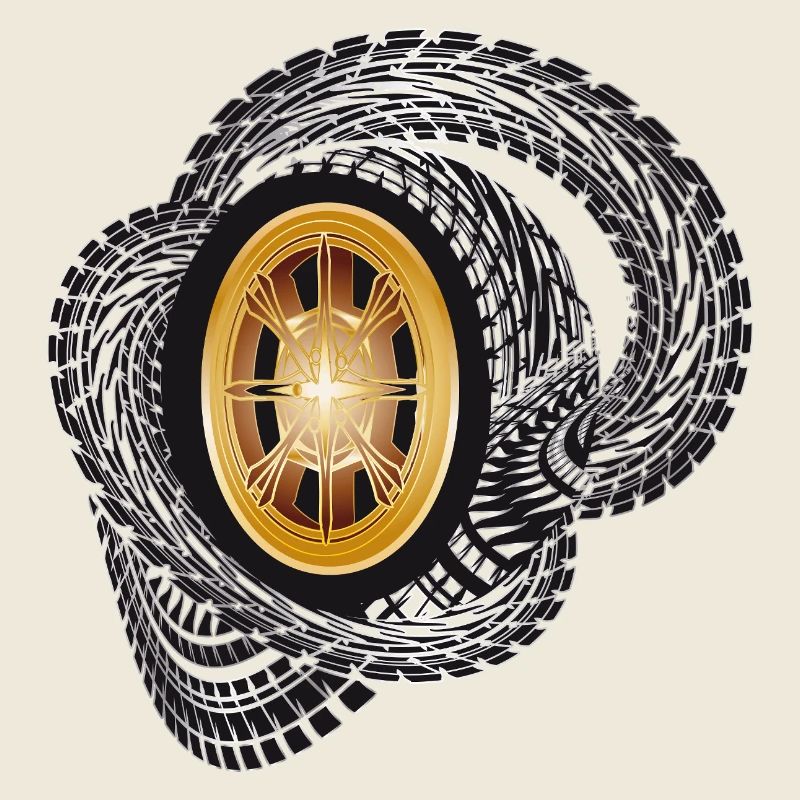 Jante dorée avec traces de pneus dynamiques