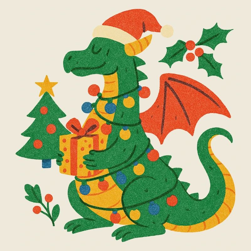 Dragon festif avec cadeaux
