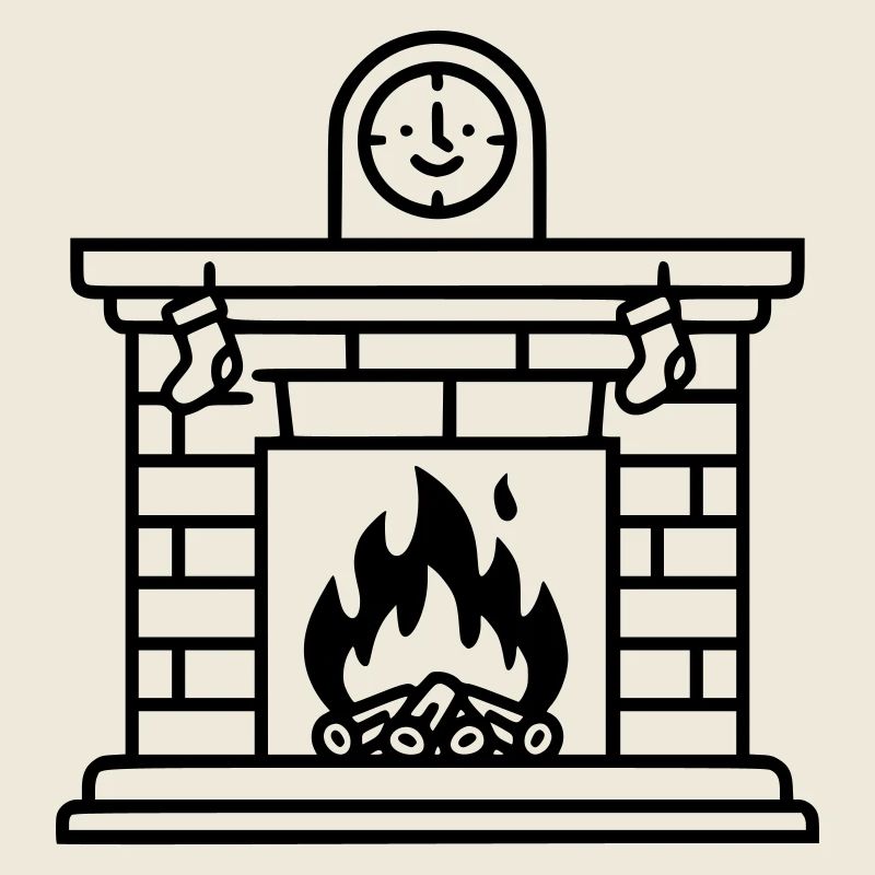 Gemütlicher Weihnachtskamin mit Feuer