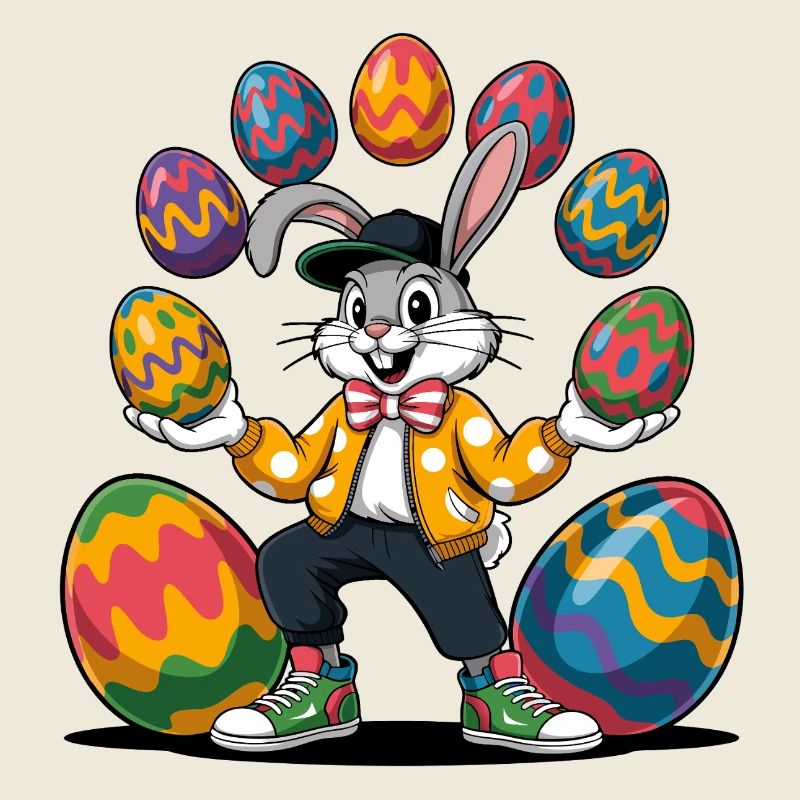 Osterhase mit bunten Eiern