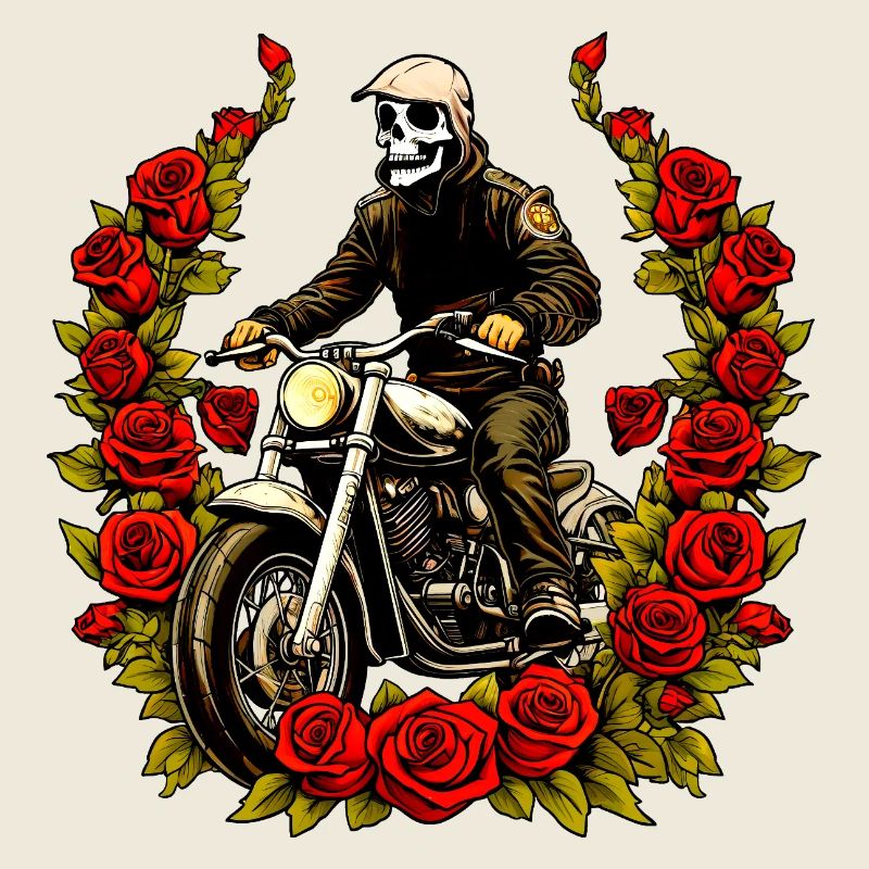 Roses squelette moto