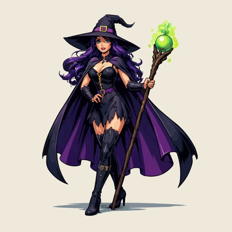 Violette Hexenkunst mit Stab