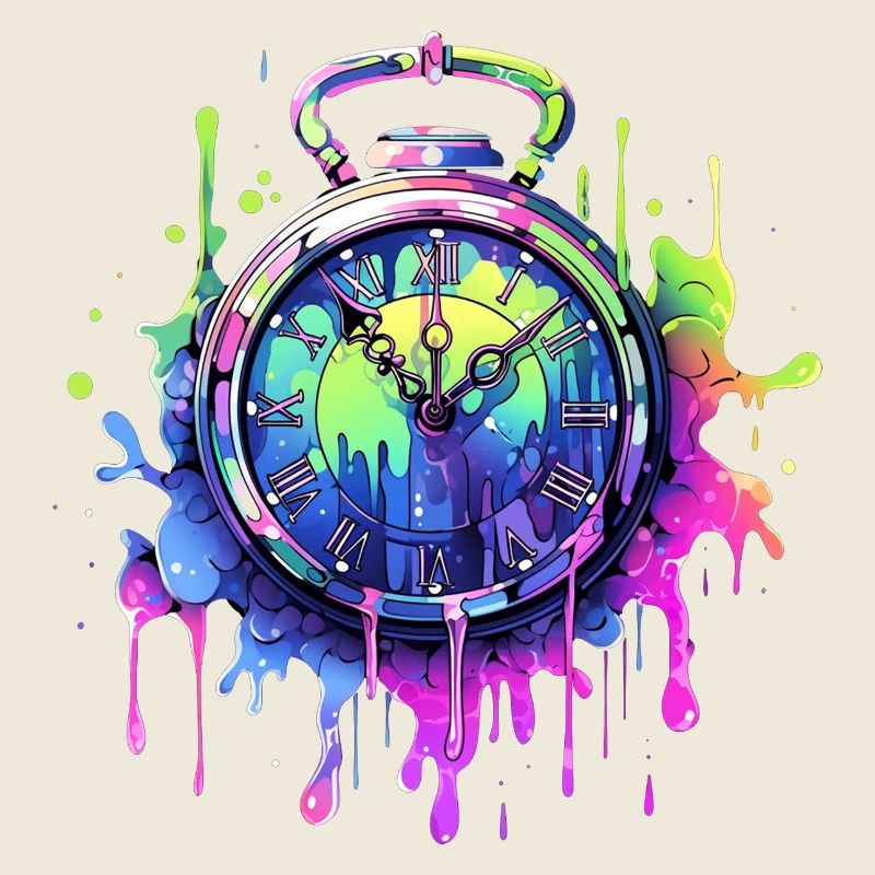 Bunte Uhr mit Farbspritzern