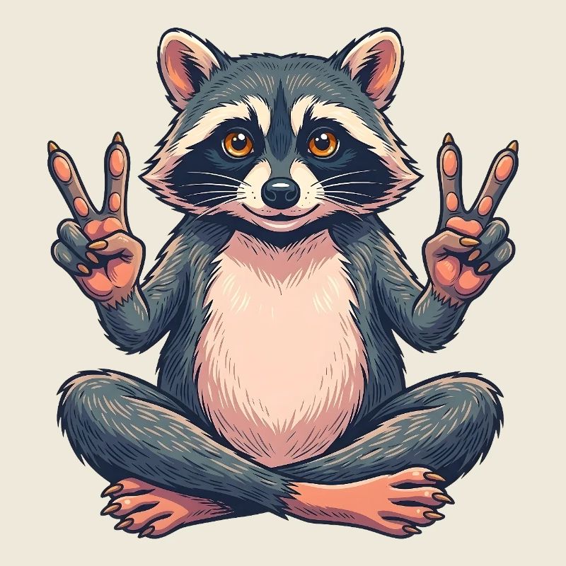 Paix des ratons laveurs - Motif d’animal mignon