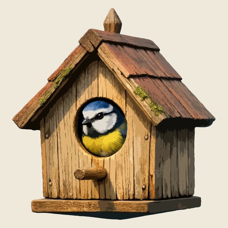Niche à oiseaux bleu